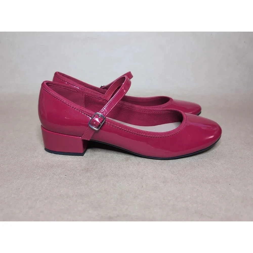 Madden Girl Sz 7‎ Tutuu Red Patent Low Heel Mary Janes Party Adjust Strap Teen